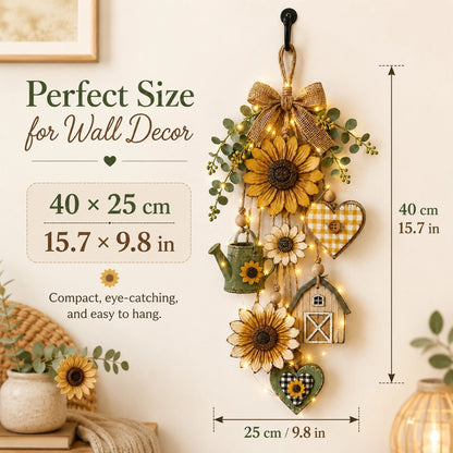 🌻Rustic Wooden Garden-Themed Hanging Ornament with Remote Control Fairy Lights