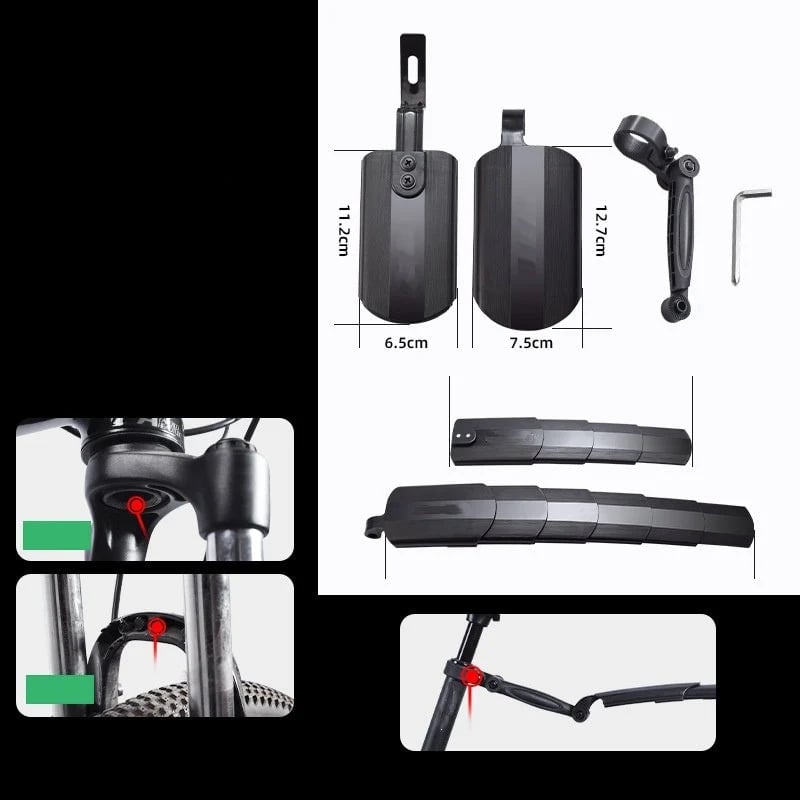💯📢📢40% OFF !! ⏰Retractable & Adjustable Bicycle Mudguard Set