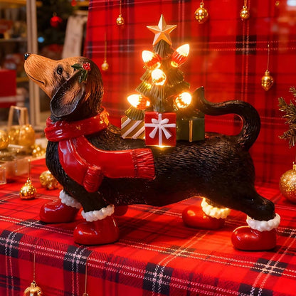 Christmas Dachshund Glow Figurine