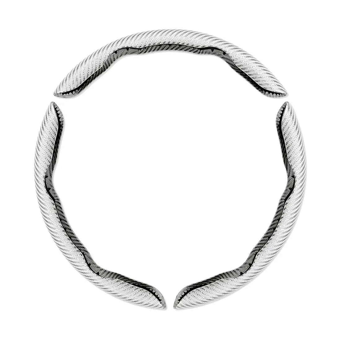 🤍 Non-Slip Half-Wrap Steering Wheel Covers | Quick Clip-On Grip Set, White, 2-Piece