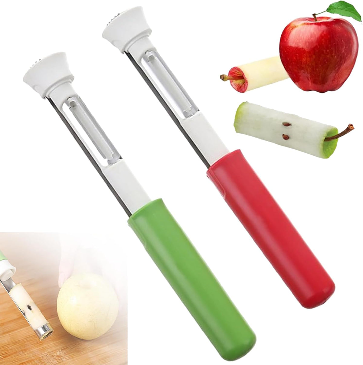 🍎🔪 2-in-1 Apple Corer & Peeler – Faster Fruit Prep with One Stainless Steel Tool