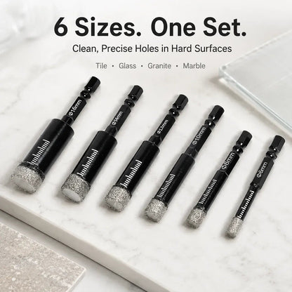 💎 6-Piece Diamond Drill Bit Set – For Tile, Glass & Stone