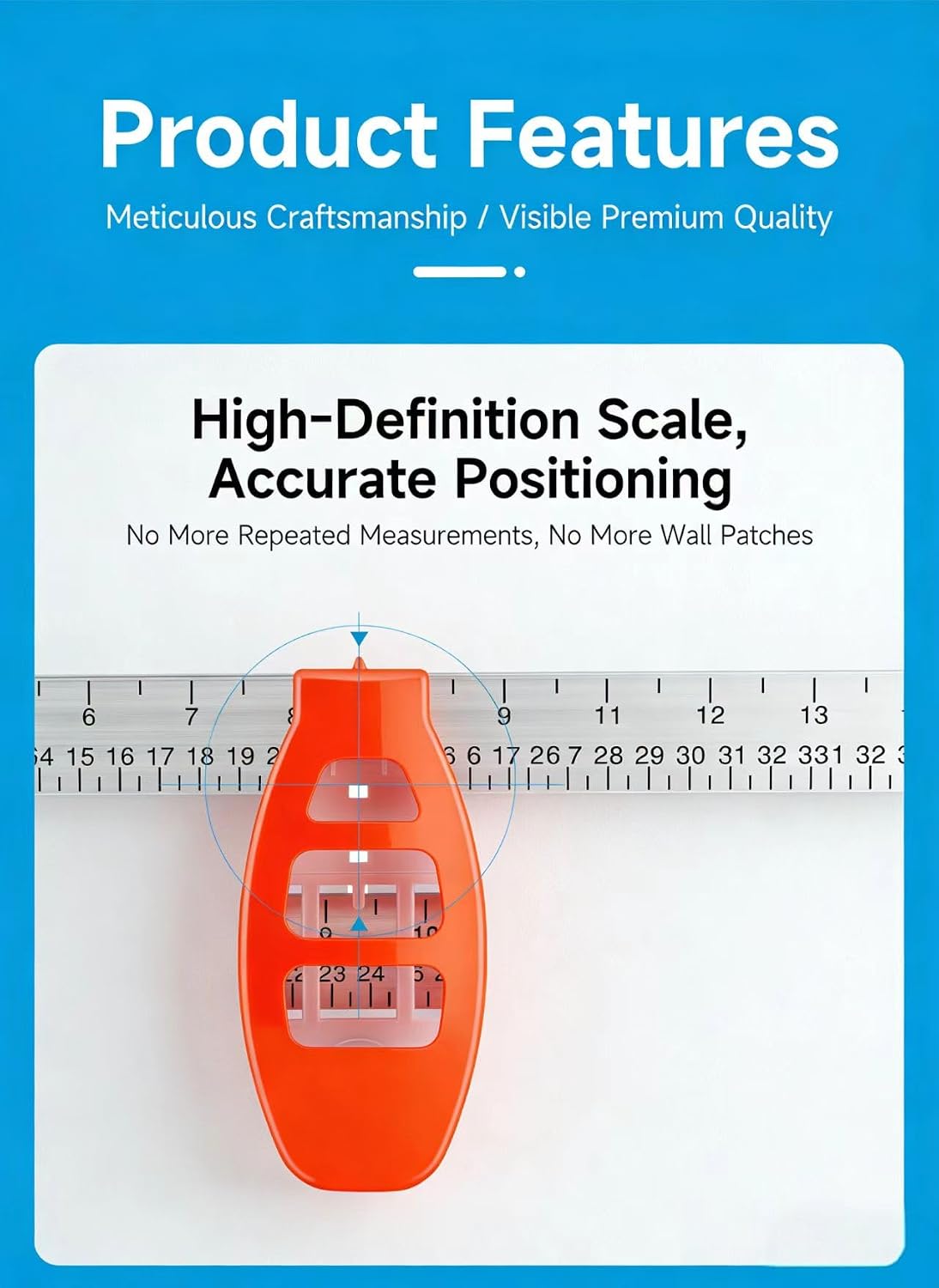 3-in-1 Frame Hanging Helper 🖼️ – Built-In Level, Ruler & 14 Nails