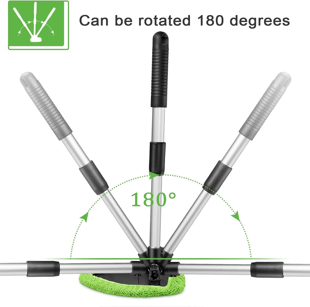180° Swivel Windshield Cleaner 🚘 – Long-Reach Kit with 6 Pads, Brush & Spray Bottle