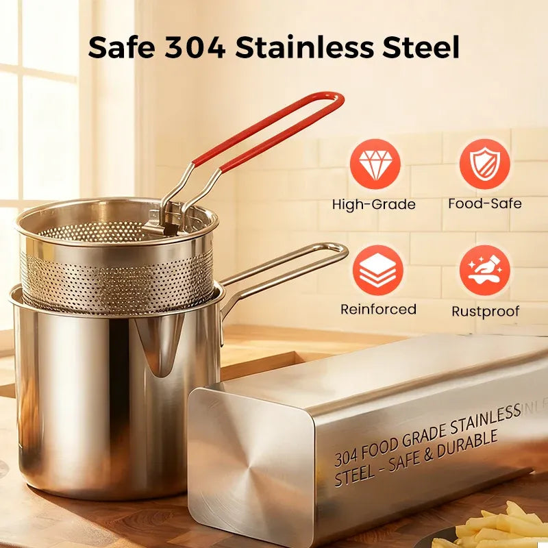 🍟 304 Stainless Steel Multi-Purpose Fryer Set with Crisping Rack