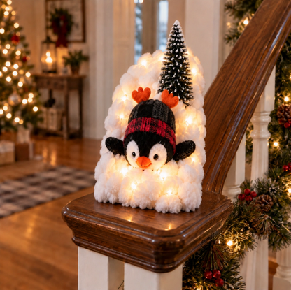 🐧 Penguin Christmas Stair Decor –❄️ Cozy Snowy Holiday Accent for Your Home
