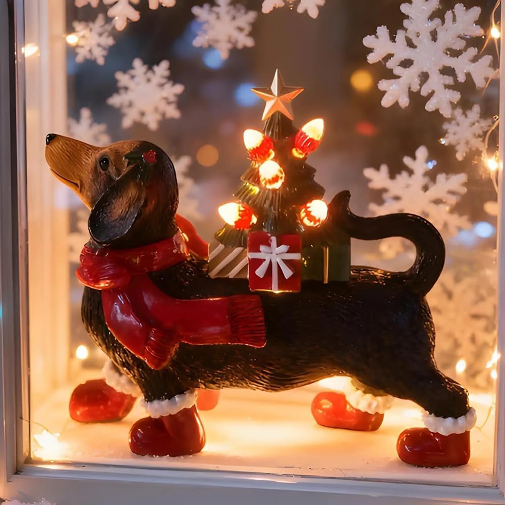 Christmas Dachshund Glow Figurine