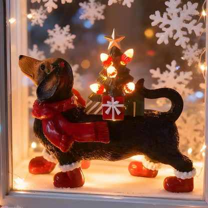 Christmas Dachshund Glow Figurine