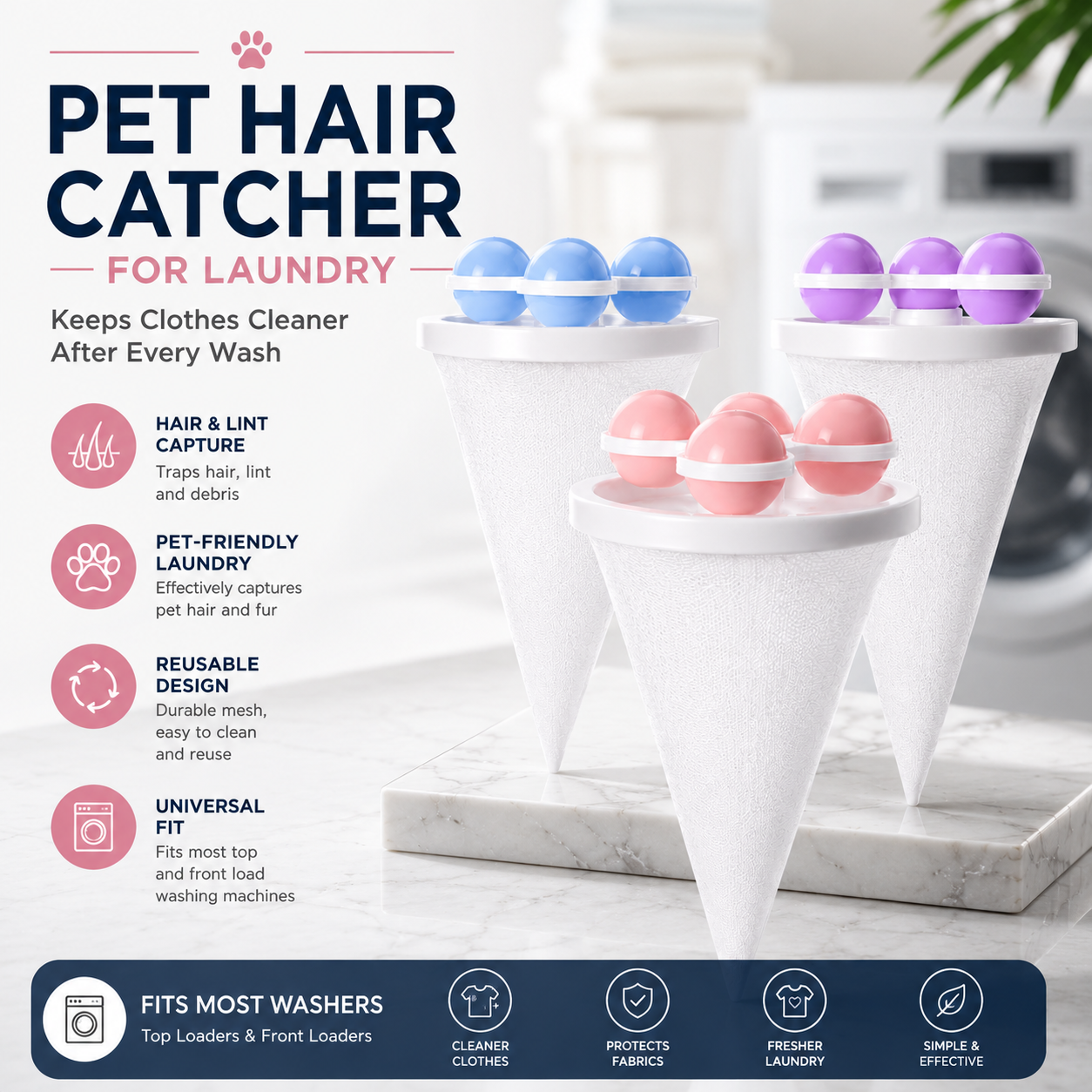 🔥 Flash Sale: 50% OFF – Pet Hair & Lint Catcher – Reusable Floating Filter Bag
