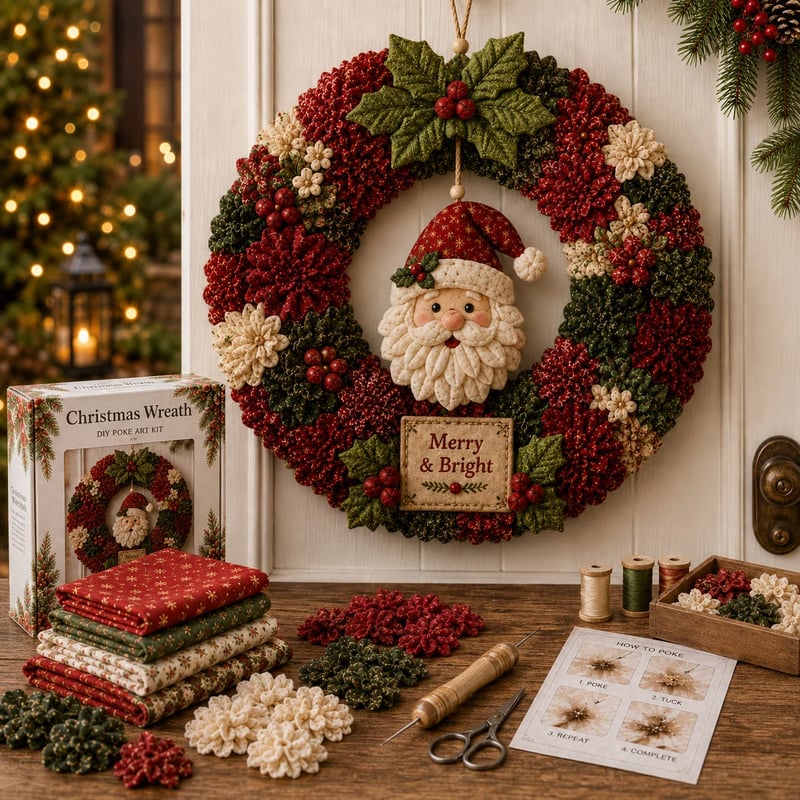 🎄DIY Christmas Wreath Craft Kit with 3D Texture | Relaxing & Festive Door Decor