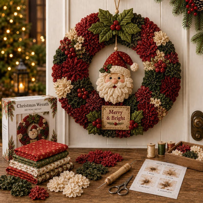 🎄DIY Christmas Wreath Craft Kit with 3D Texture | Relaxing & Festive Door Decor