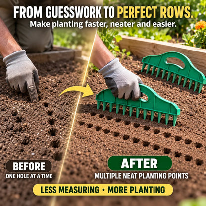 🌱 Plant Perfect Rows Faster – 2-Piece Seed Sowing Spacer & Soil Furrow Guide