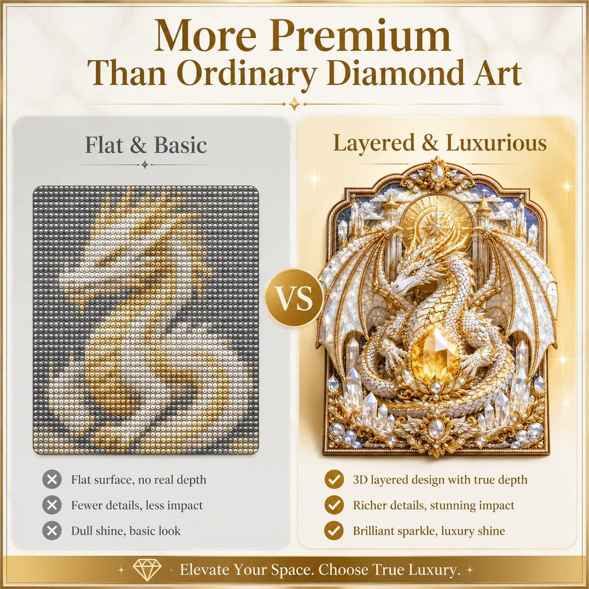 🐉💎3D Lager På Lager Drake Diamantmålningskit, 5 Stilar Fantasykristall