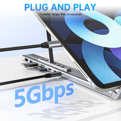 🏠💻 8-in-1 USB-C Laptop Stand Hub for a Clutter-Free Desk, Perfect Gift for Students and Professionals
