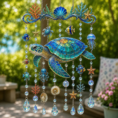 🐬 49% OFF Today | Crystal Ocean Wind Chime ✨ Coastal Hanging Decor for Garden, Porch & Yard