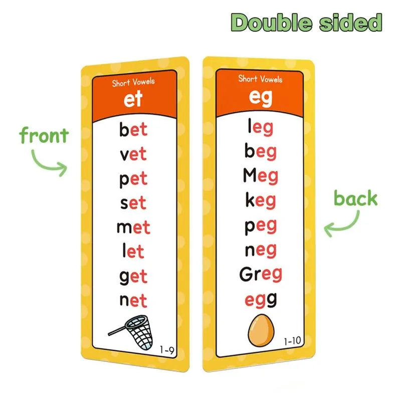 🌟 Phonics Flash Cards for Preschoolers, 117 Sound Families and 900+ Rhyming Words for Fun Early Reading Practice – 1 Set