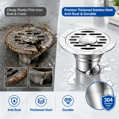 Stainless Steel Floor Drain 🚿 – 3.94" Gravity Seal with Hair Filter & Odor Control