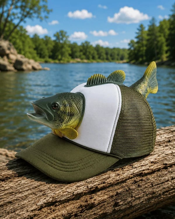 💯Funny 3D Bass Fish Trucker Hat – Unique Gift for Dads & Fishing Lovers