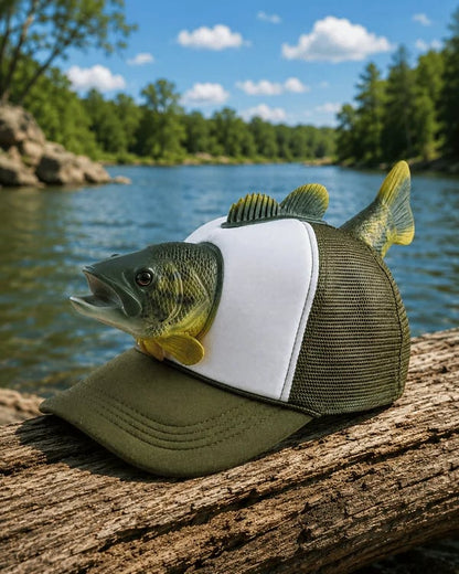 💯Funny 3D Bass Fish Trucker Hat – Unique Gift for Dads & Fishing Lovers