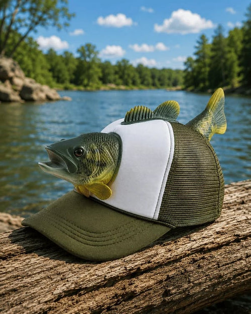 💯Funny 3D Bass Fish Trucker Hat – Unique Gift for Dads & Fishing Lovers