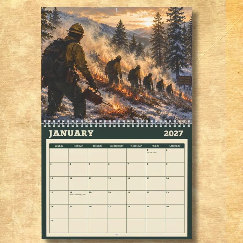 Wildland firefighter calendar art detail four