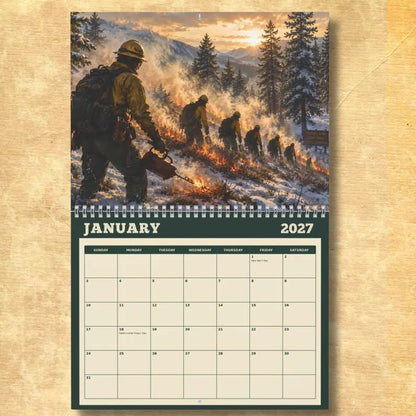 📅2027 Wildland Firefighter Calendar, Wildfire Wall Calendar, Fire Crew and Aerial Firefighting Art, Firefighter Gift