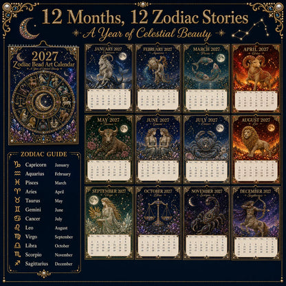 🌙💫 A Year Written in the Stars— Beginner-friendly DIY bead art calendar kit '12 Zodiac Signs 2027’💕