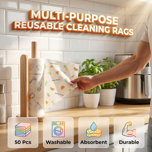 🧽 50-Count Reusable Cleaning Cloth Roll – Handy Household Wipes