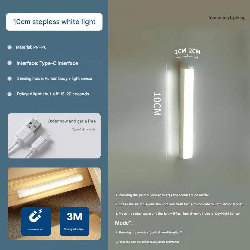 🔥💡 Punch-free Smart Sensor Magnetic Rechargeable LED Lights