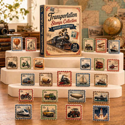 🔥HOT SALE🔥Transportation Stamps Collection Advent Calendar 2026 - 24-Day Festive Countdown