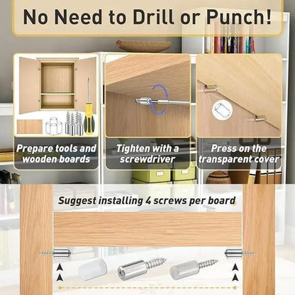 20-Pack Shelf Support Pegs 🔩 – Self-Tapping with Non-Slip Sleeves