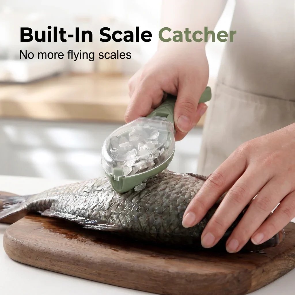 🐟 Mess-Free Fish Scaler – Handy Scale Remover with Collection Lid