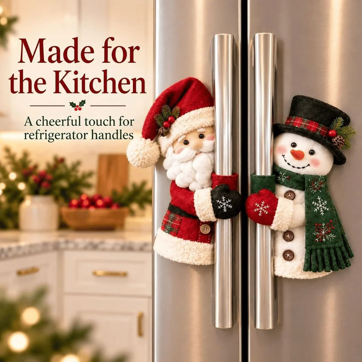 🎄Cozy Snowman Handle Huggers Set – Plush Holiday Decor for Fridge, Oven & Cabinets ☃️