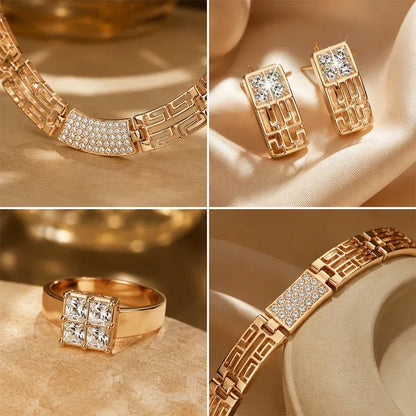 📢📢40% OFF !! ⏰Elegant Rhinestone Jewelry 4-Piece Set