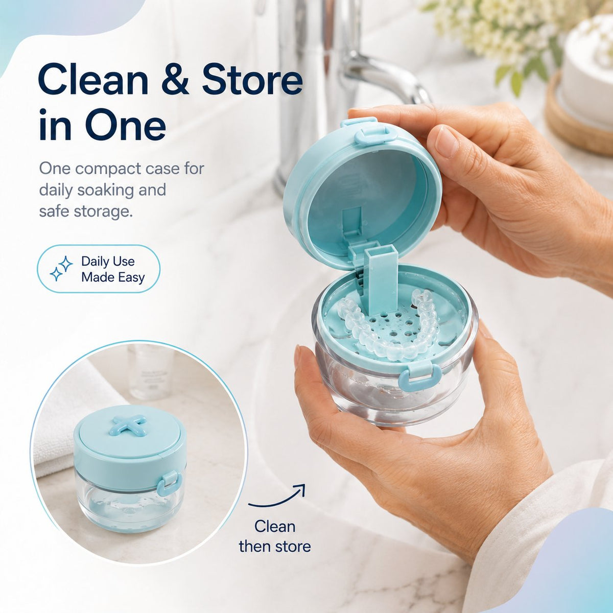 💯💧 50% OFF - Portable Retainer and Denture Cleaning Case with Magnetic Lifting Tray
