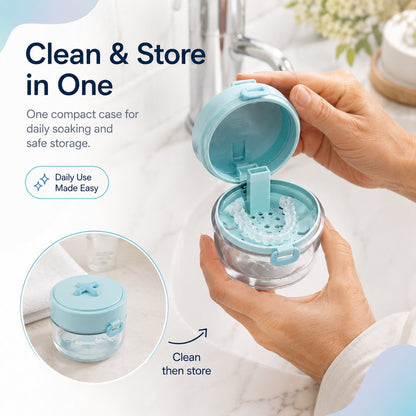 💯💧 50% OFF - Portable Retainer and Denture Cleaning Case with Magnetic Lifting Tray