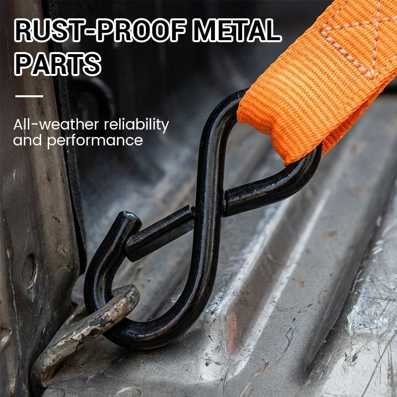 🚙 Retractable Cargo Tie-Down Straps – 2.5cm × 3m Orange