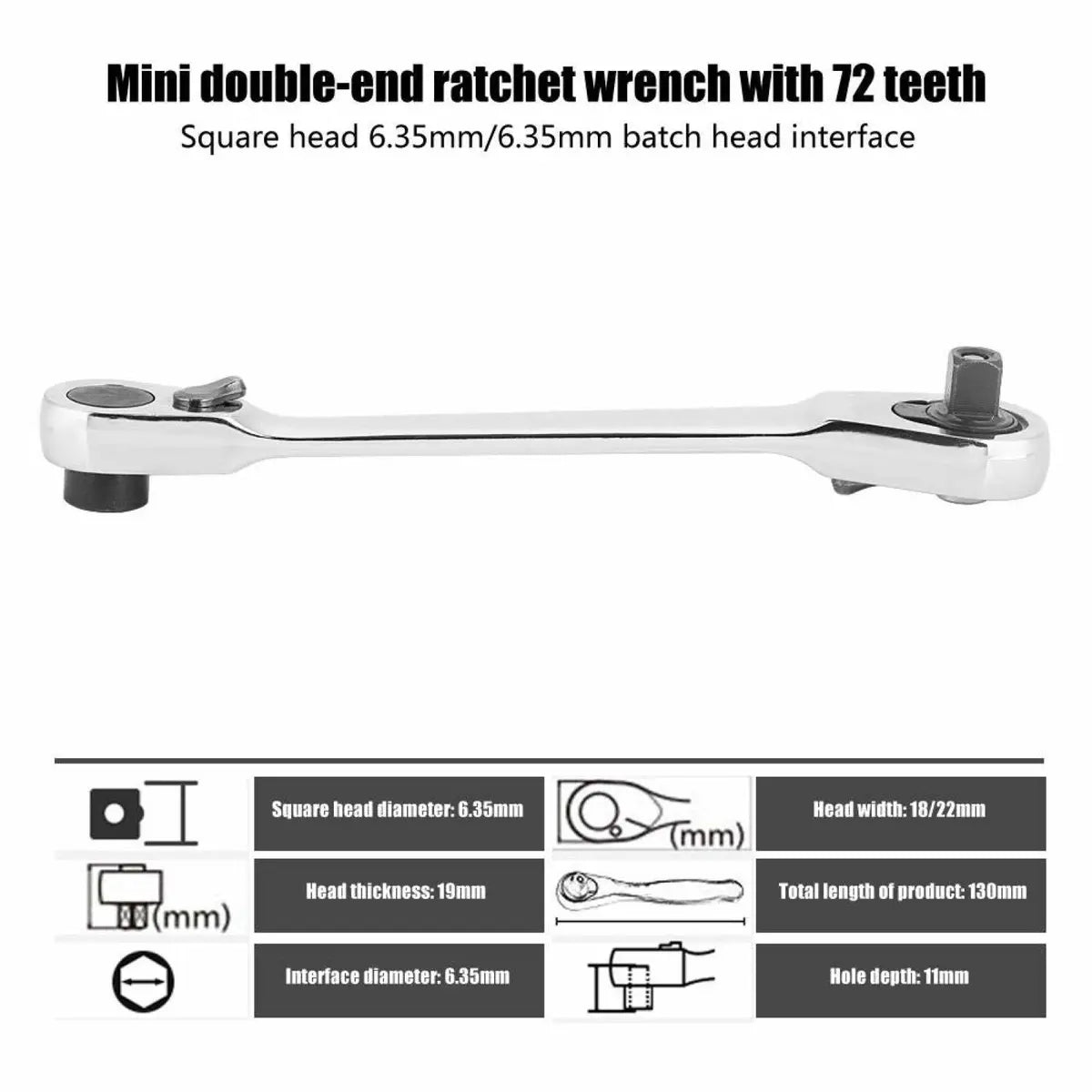 Mini Dual-Head Ratchet Wrench 🔩 – 1/4" Drive, 72-Tooth Precision