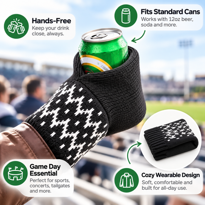 Game-Day Knit Can Cozy 🥤 – Hands-Free Wearable Drink Holder