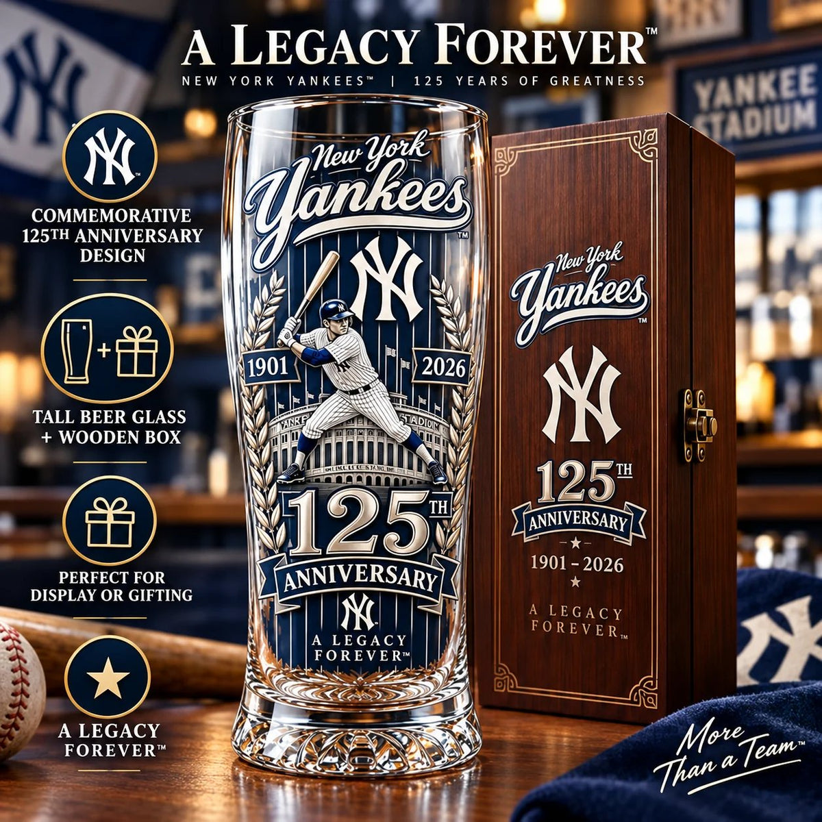 🎉🏆 Let’s Go Tribe! 125th Anniversary Commemorative Pint Glass🎁