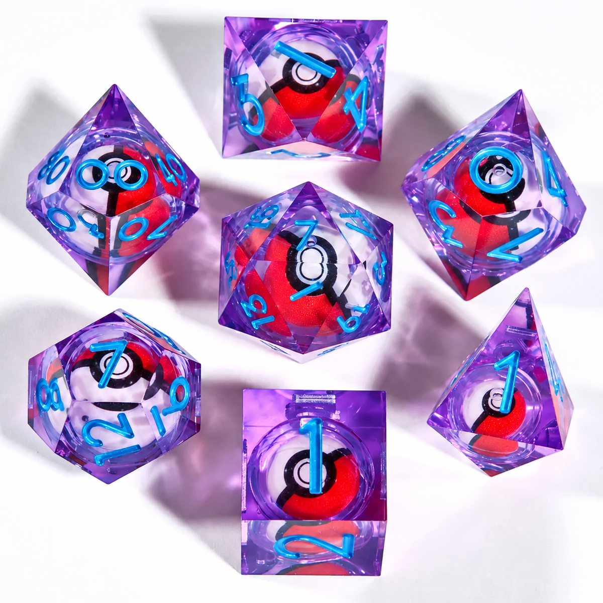 🎲Rotating Eye DND Dice Set – 7-Piece Liquid Core Polyhedral Dice