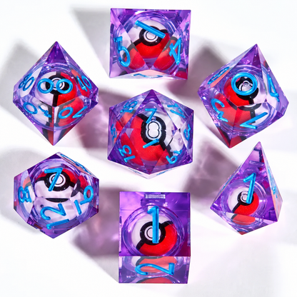 🎲Rotating Eye DND Dice Set – 7-Piece Liquid Core Polyhedral Dice