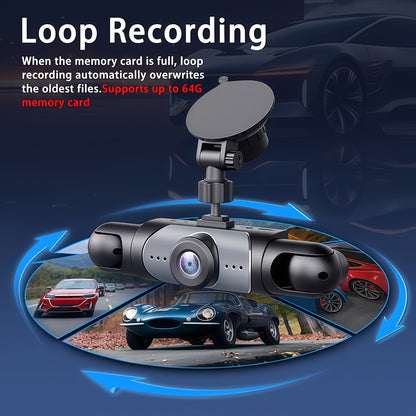 🚗 4-Camera Dash Cam System –📹 1080P Multi-Angle Driving Recorder