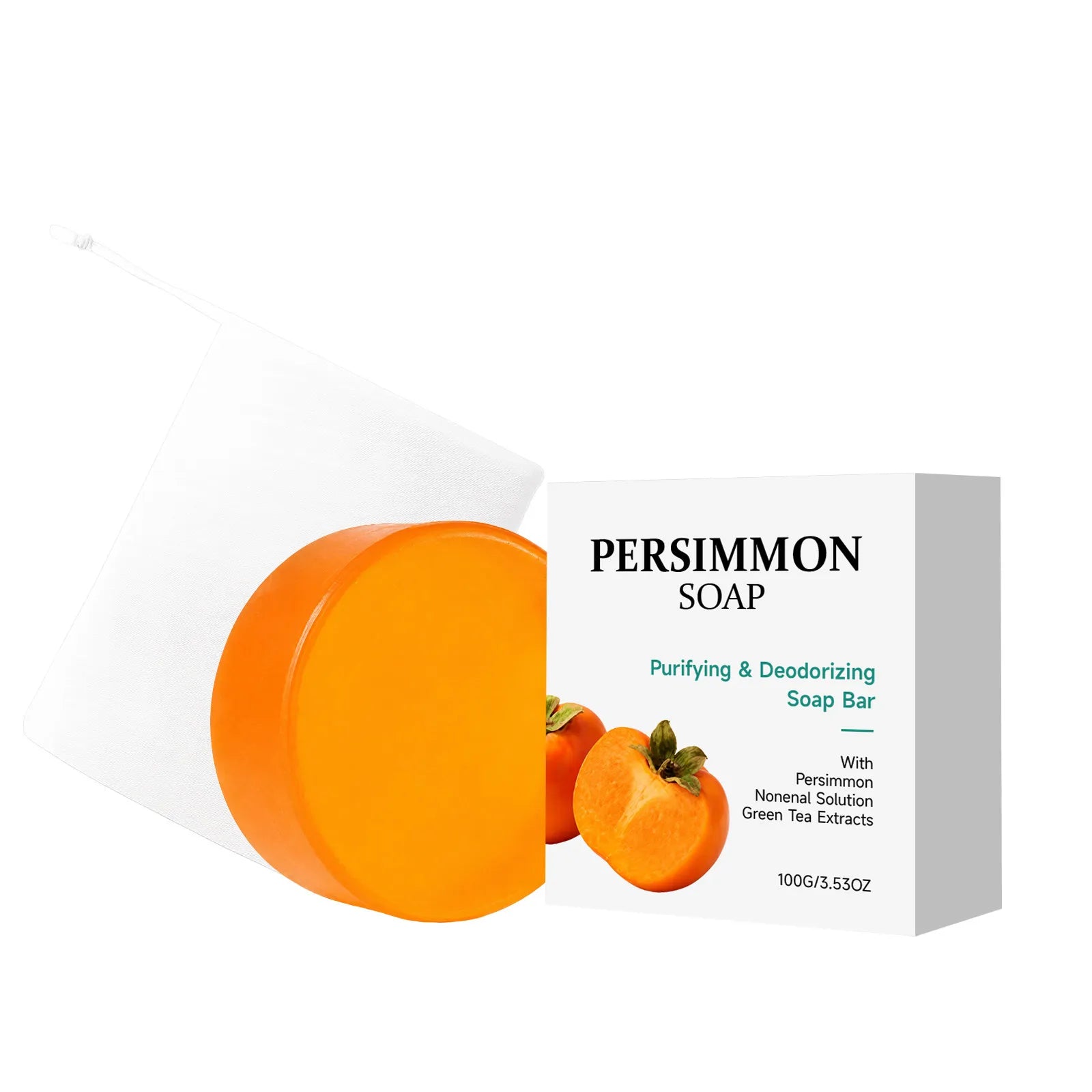 🍊Persimmon Cleansing Soap✨Gentle Foaming Moisturizing Bar For Daily Body Skin Refreshing Odor Care
