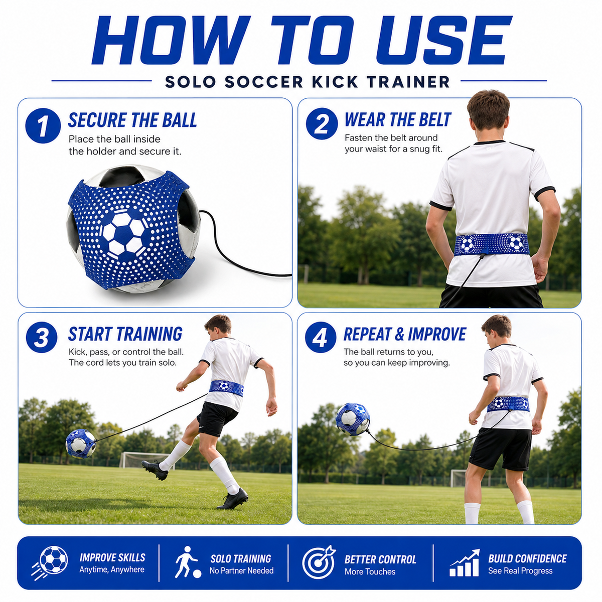 ⚽ Train Anywhere Solo Soccer Kick & Ball Control Trainer 🔥