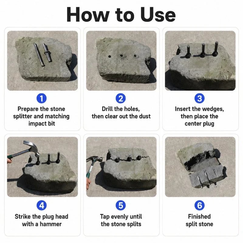 🪨 Heavy-Duty Stone Splitting Tool – Tough Masonry Work Helper