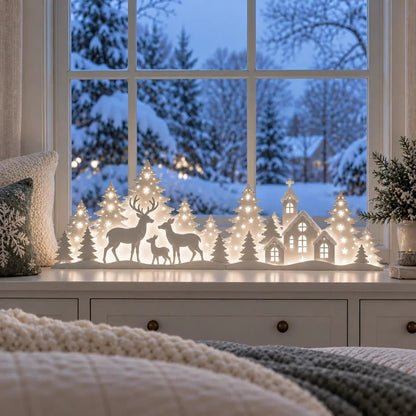 LED Christmas Deer and Village Window Decor