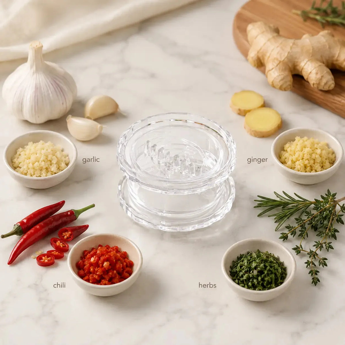 2-Piece Garlic & Ginger Twister 🧄 – Easy Manual Mincer