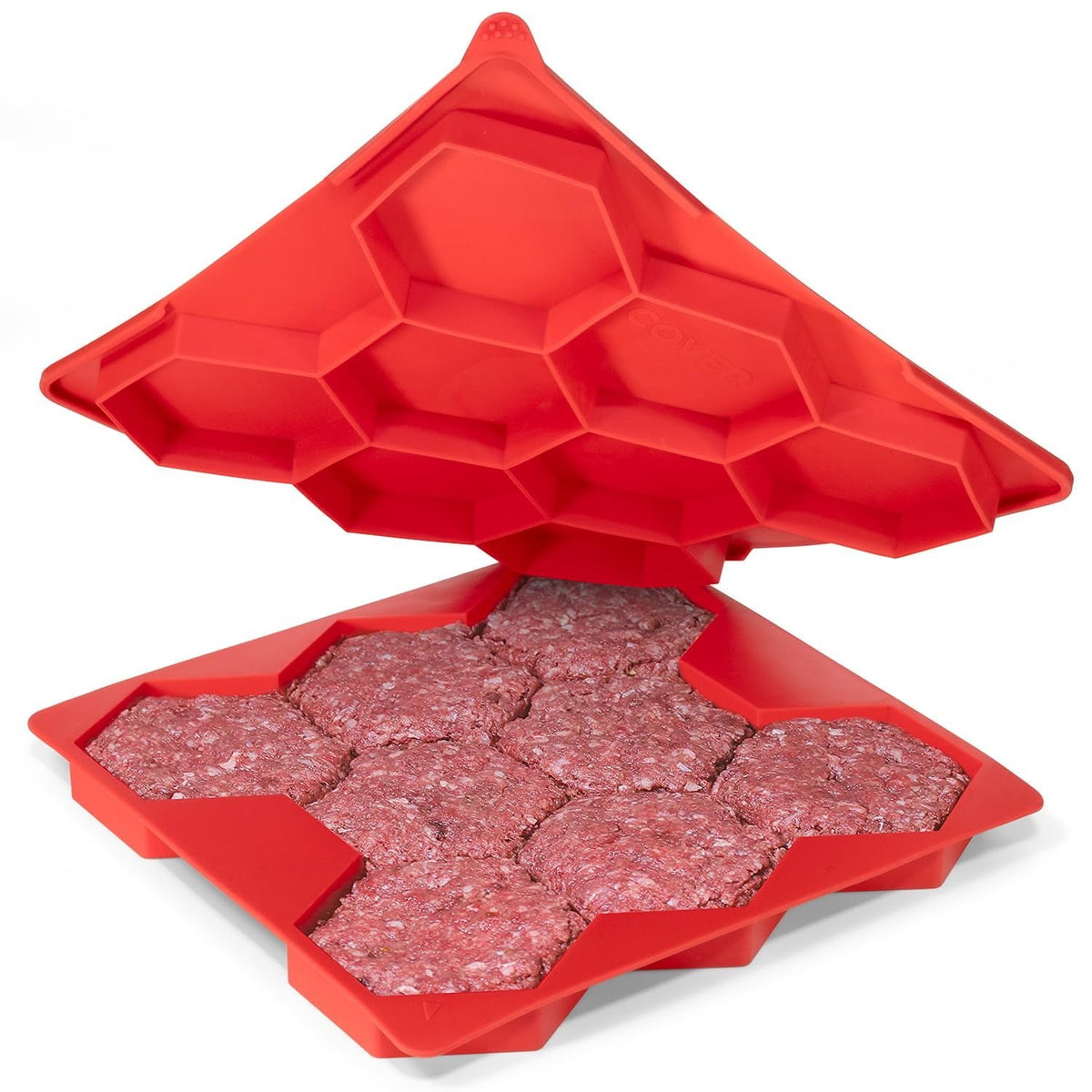 8-Cavity Burger Prep Tray 🍔 – Silicone Patty Maker for Shaping, Storing & Freezing