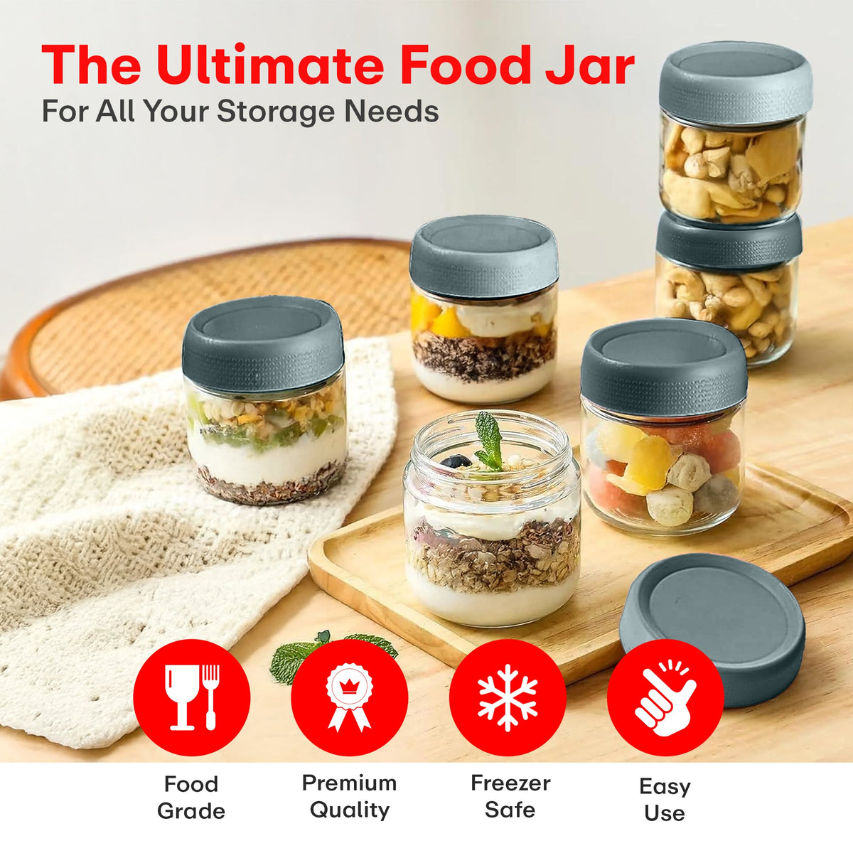 Storage Glass Jar Set Of 6 350 ml